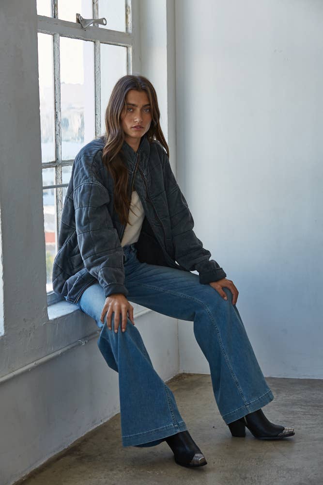 Quilted Knit Mineral Washed Jacket
