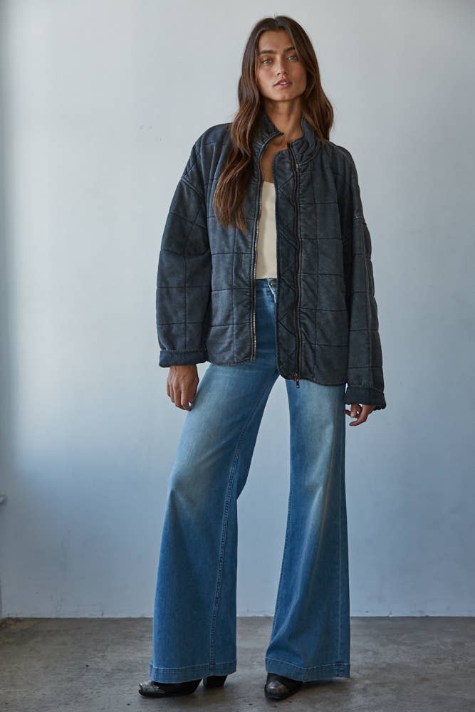 Quilted Knit Mineral Washed Jacket