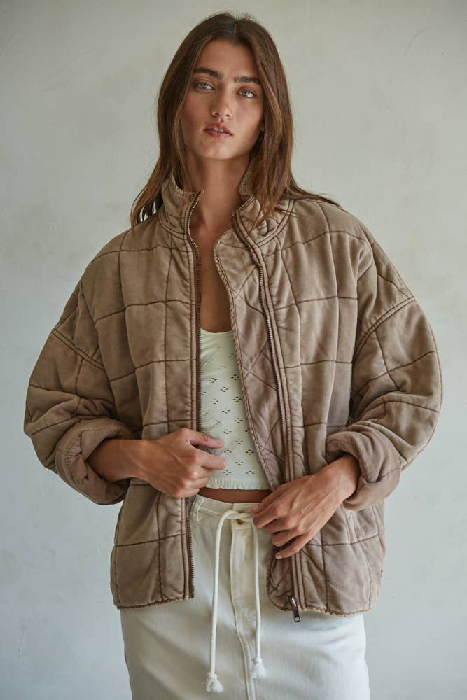 Quilted Knit Mineral Washed Jacket