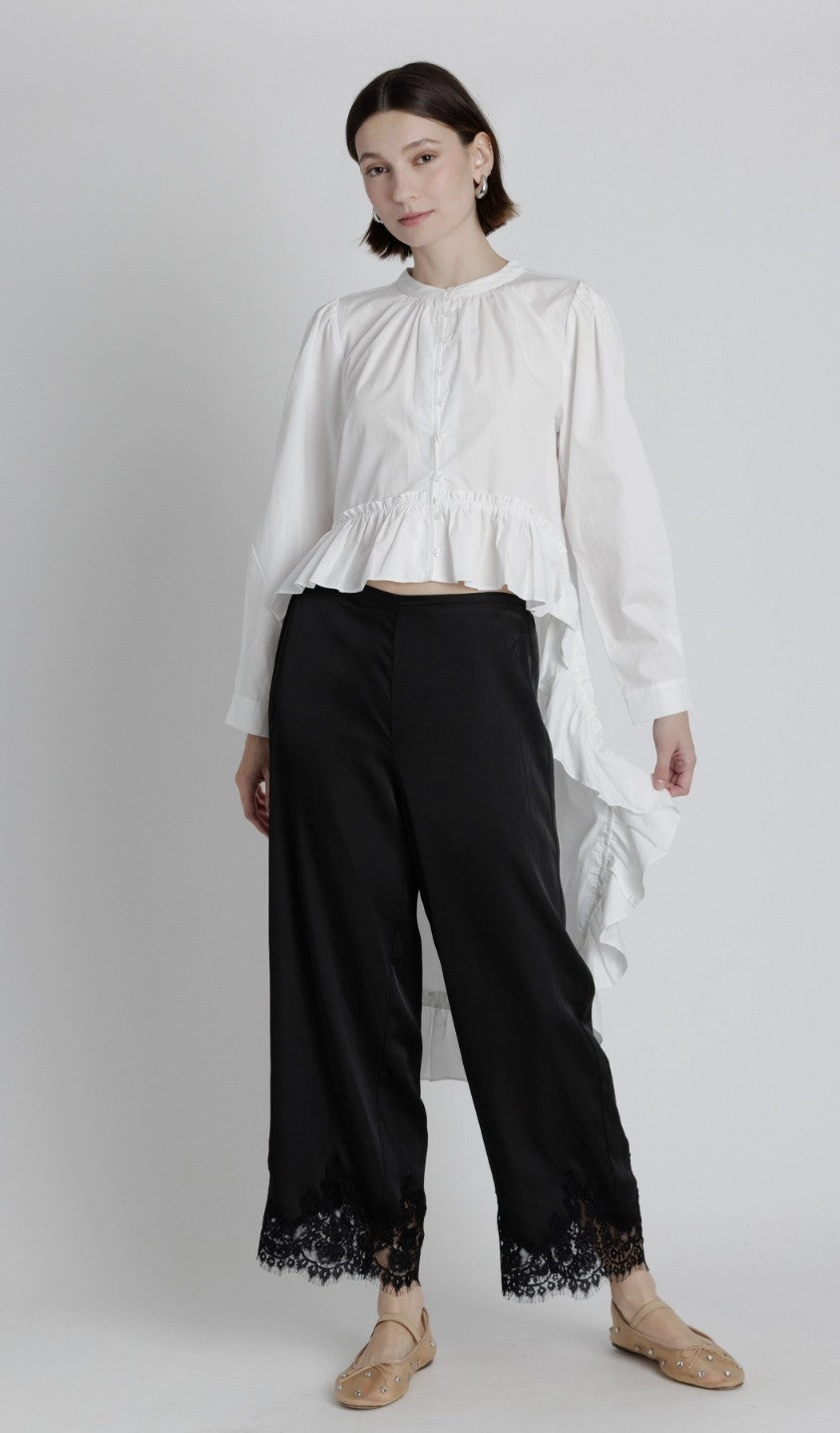 SATIN LACE TRIM PANT